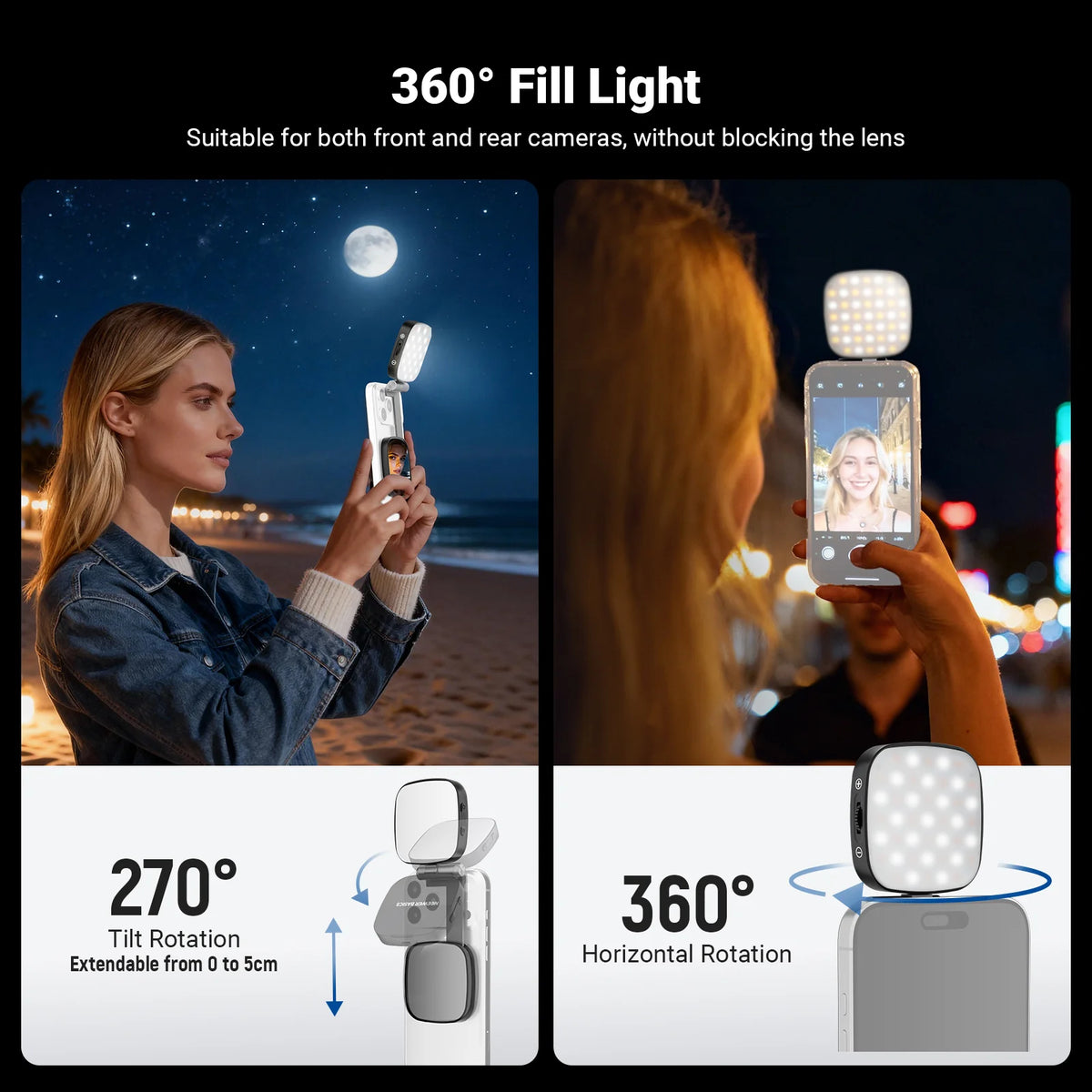 Magnetic Selfie Light With Foldable Ring Light