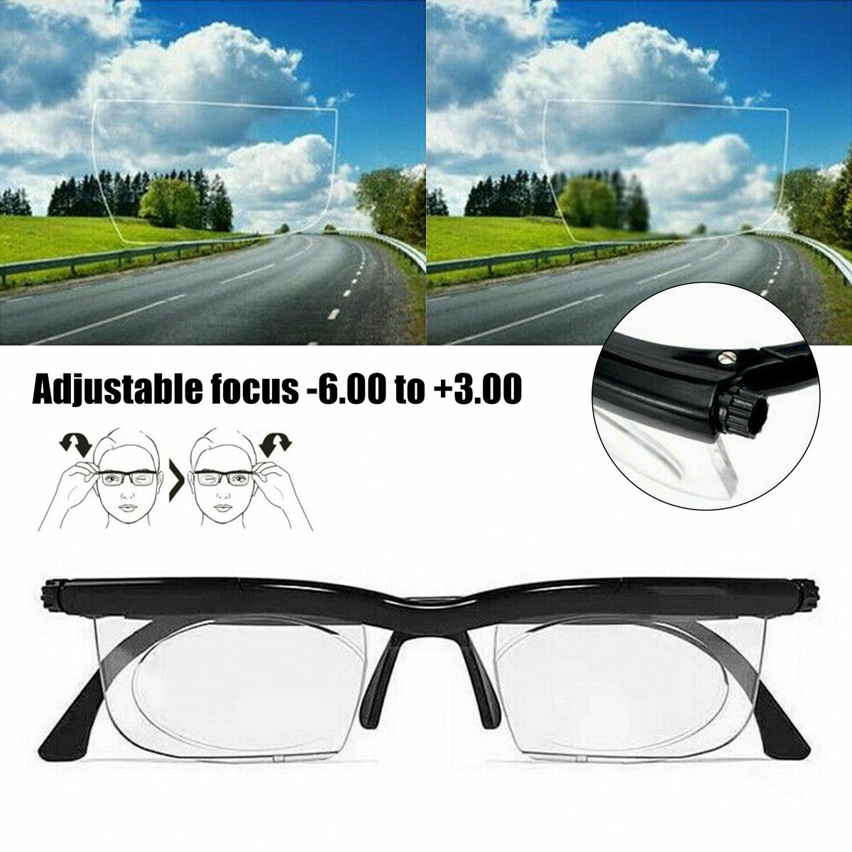 Sundials Adjustable Reading Glasses From -6° Till +3° نظارات قراءة قابلة للتعديل من -6 إلى +3