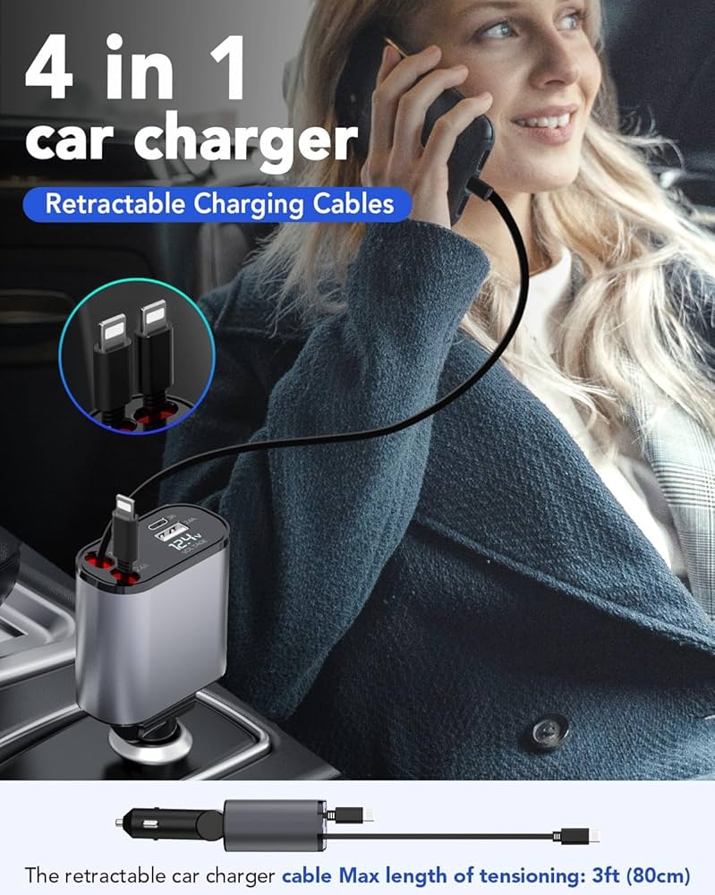 Retractable 4-in-1  Car Charger