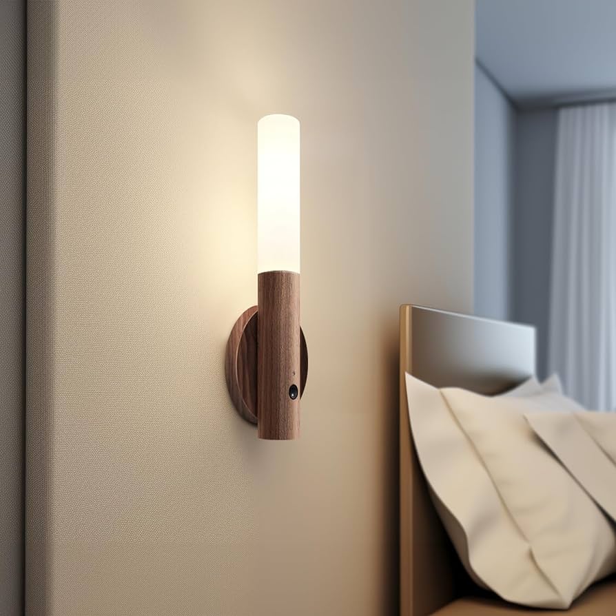 Wooden LED Motion Sensing Wall Lamp