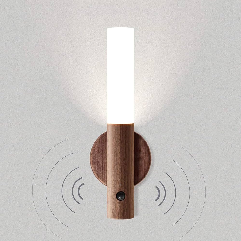 Wooden LED Motion Sensing Wall Lamp