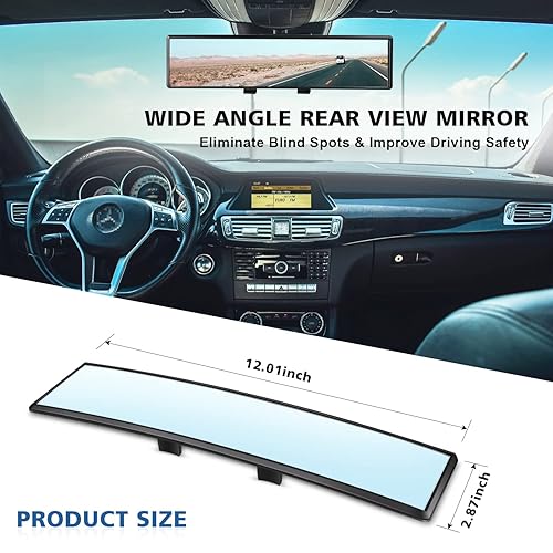 12" Panoramic Clip-On Rearview Mirror, Wide Angle مرآة خلفية بانورامية 12 بوصة زاوية عريضة
