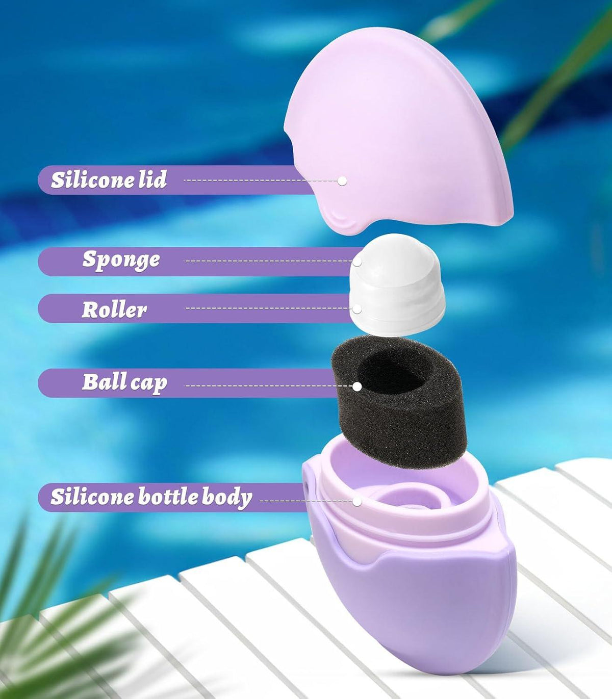 Sunscreen Silicone Applicator Roller Refillable رول سيليكون قابل لإعادة التعبئة لتطبيق واقي الشمس
