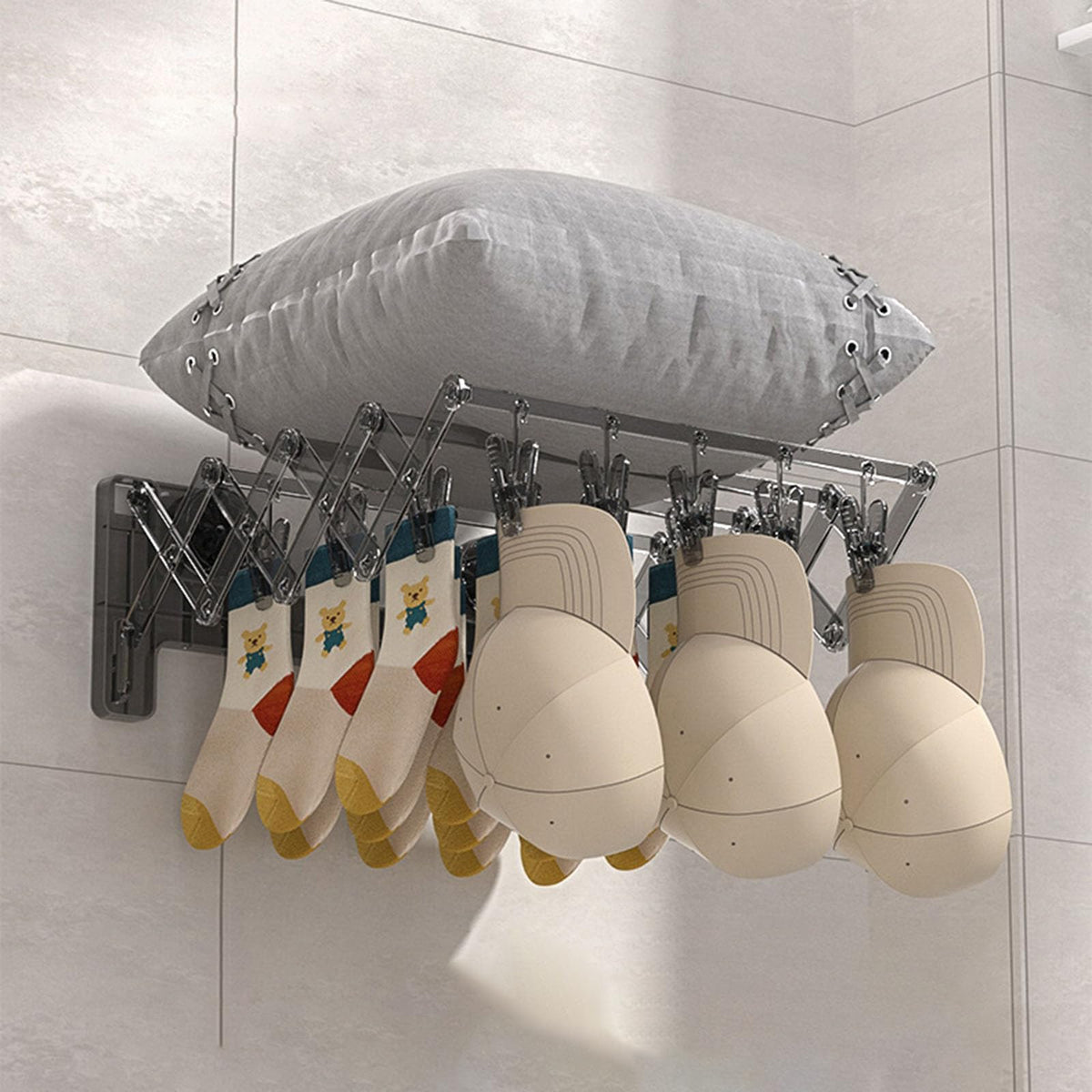 Wall Mounted Foldable Suction Socks Drying Rack رف تجفيف جوارب جداري قابل للطي