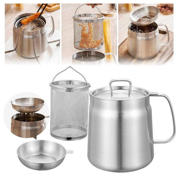 Deep Frying Pot Kitchen Fryer With Strainer Stainless Steel قدر قلي عميق مع مصفاة استانلس ستيل