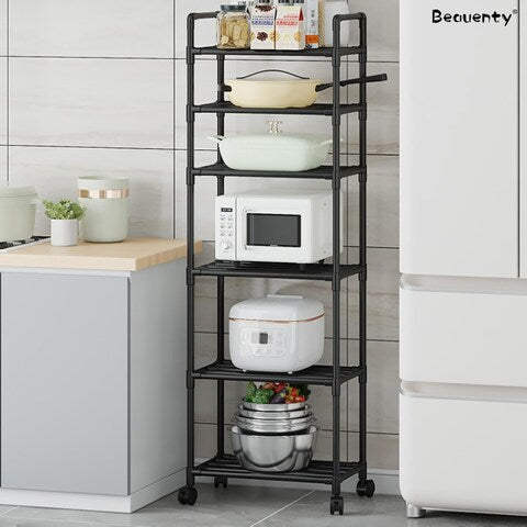 Steel Heavy Duty 6 Tier Rolling Kitchen Storage Shelves رفوف تخزين مطبخ متحركة 6 طوابق