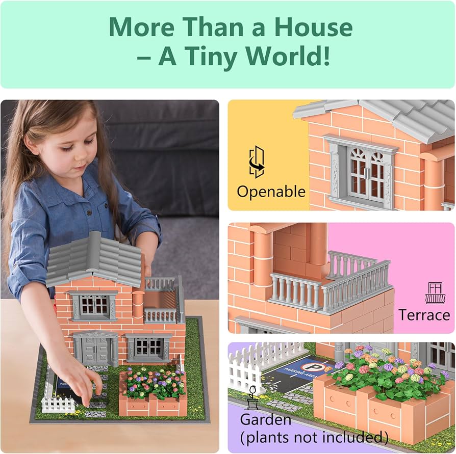 Mini Brick House Building Kit طقم بناء منزل صغير بالطوب