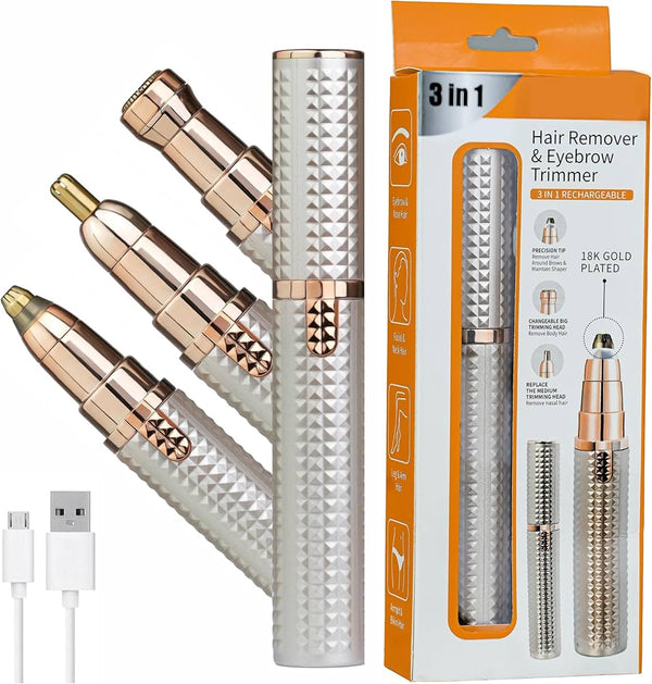 Eyebrow Trimmer for Women 3 in 1 Rechargeable Facial Hair Remover
