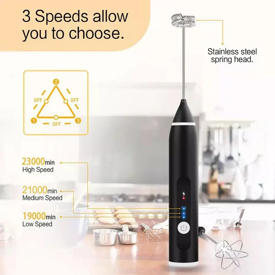 2 in 1 Rechargeable Foam Maker & Egg Beater صانع رغوة وخلاط بيض قابل للشحن 2 في 1