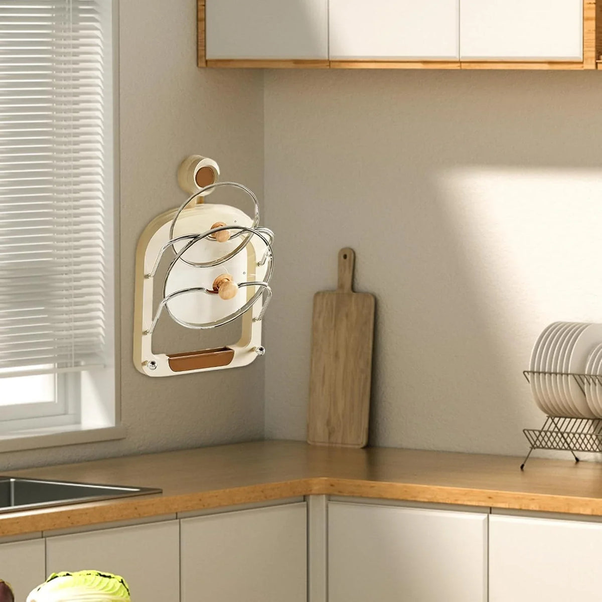 Wall Mounted Pot Lid Holder حامل أغطية القدور جداري