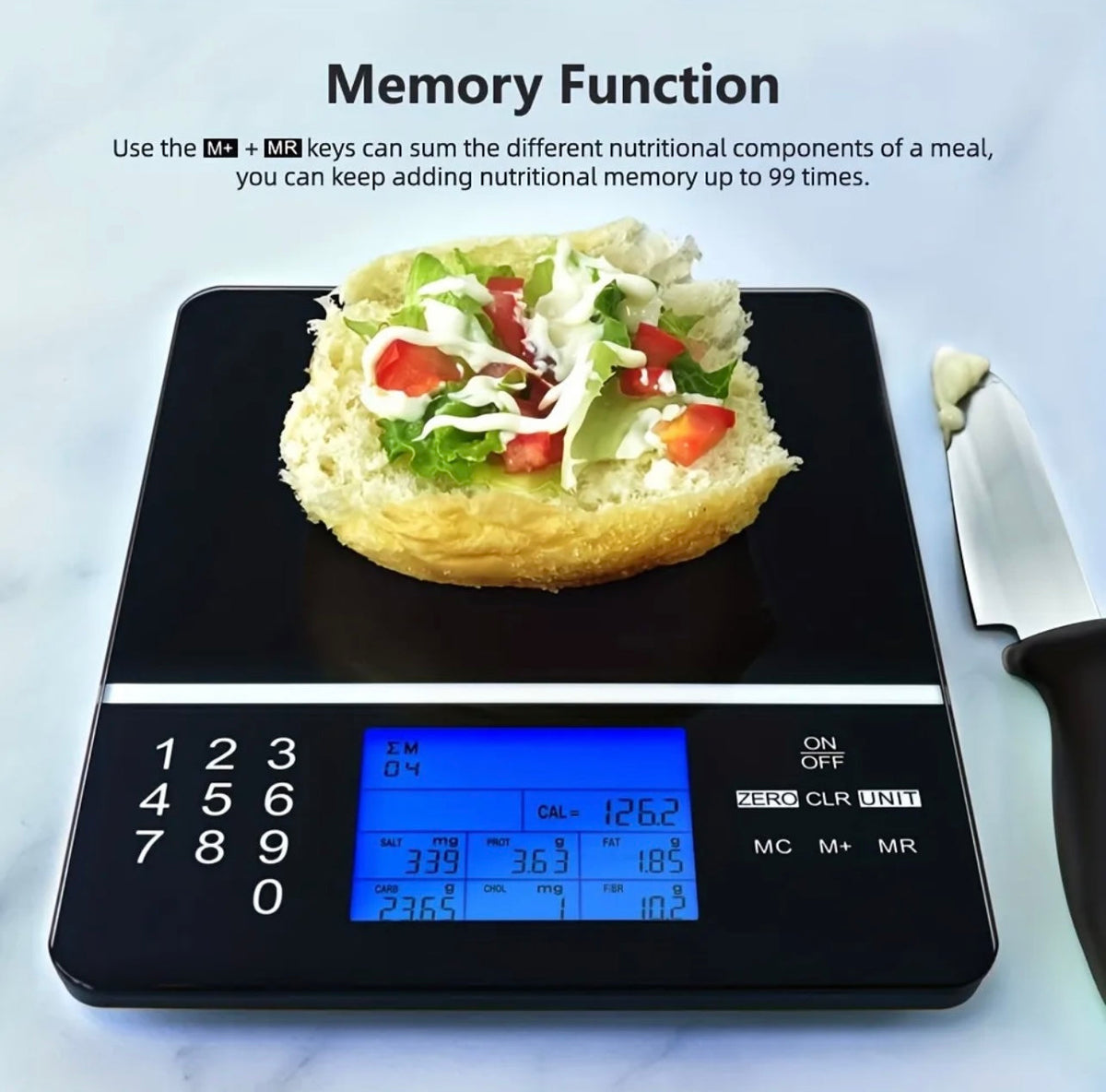 Smartek™ Nutritional Food Scale With 999 Food Codes ميزان غذائي  بـ 999 كود غذائي