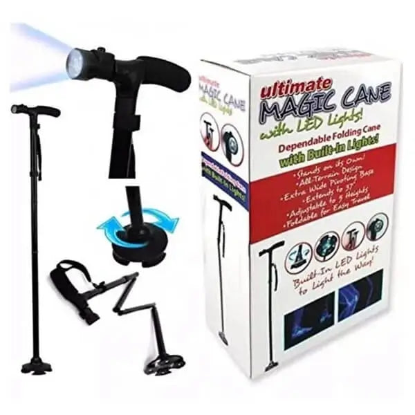 Adjustable Foldable Ultimate Magic Cane with LED Light عصا سحرية قابلة للطي مع إضاءة LED