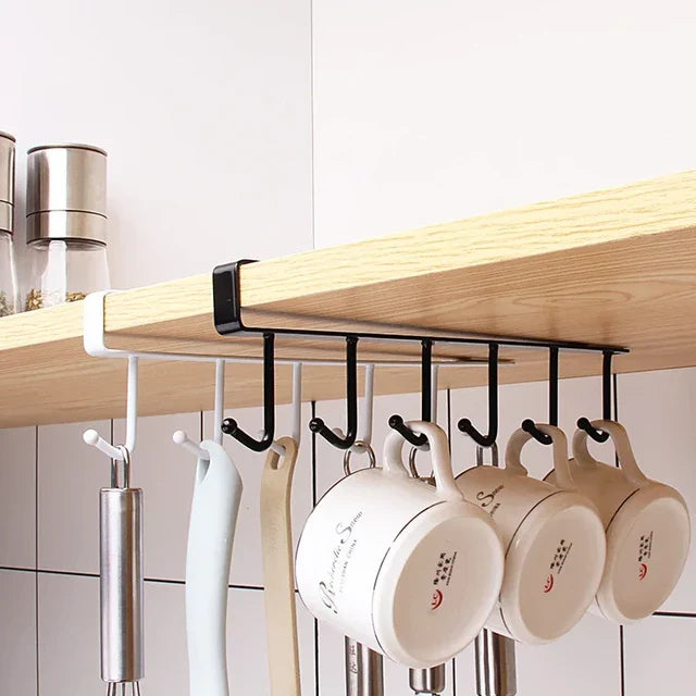 Stainless Steel 6 Hooks Hanging Shelf