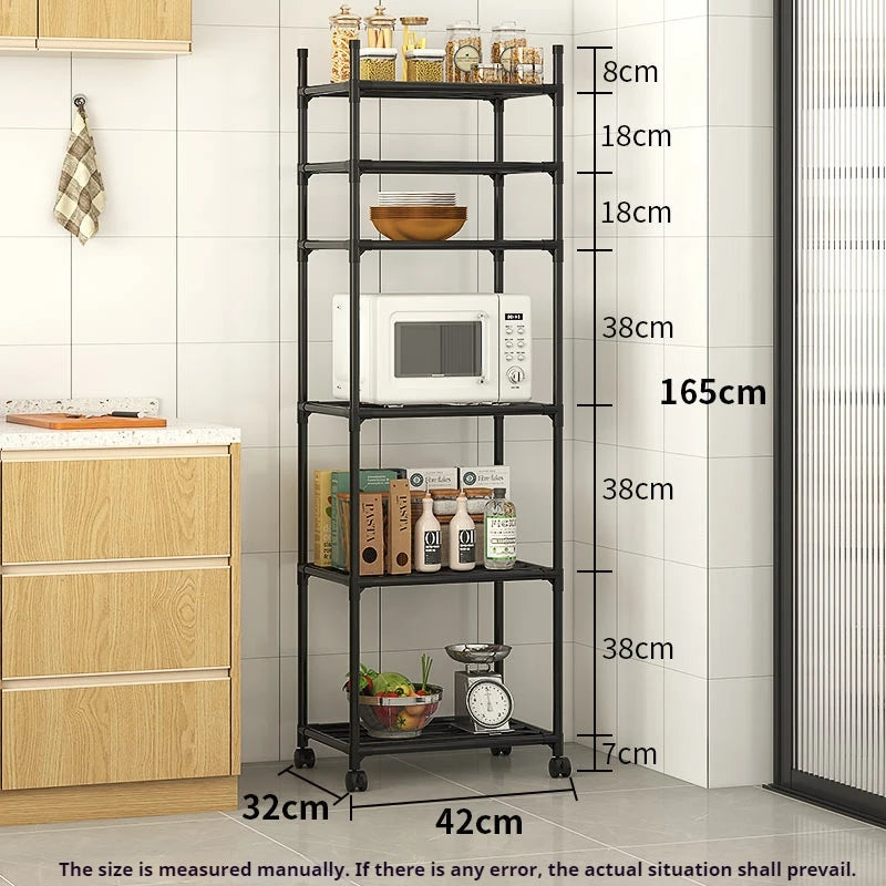 Steel Heavy Duty 6 Tier Rolling Kitchen Storage Shelves رفوف تخزين مطبخ متحركة 6 طوابق