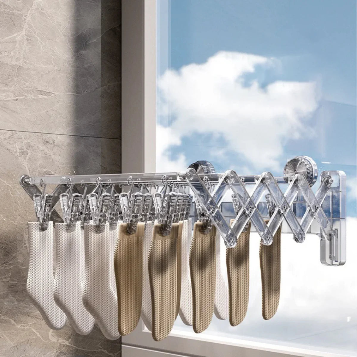 Wall Mounted Foldable Suction Socks Drying Rack رف تجفيف جوارب جداري قابل للطي