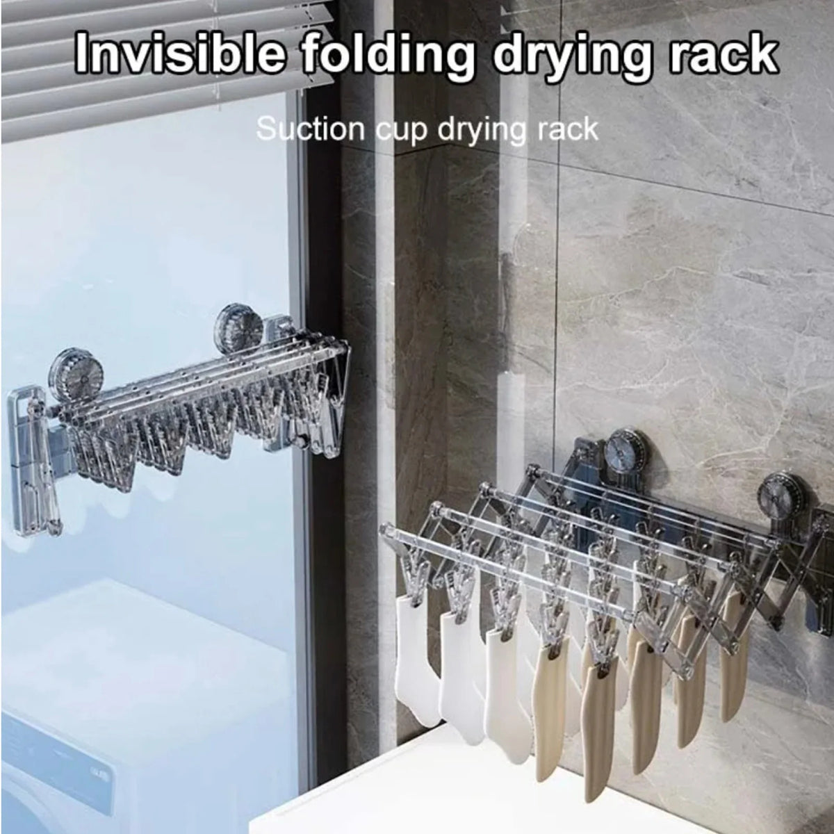Wall Mounted Foldable Suction Socks Drying Rack رف تجفيف جوارب جداري قابل للطي
