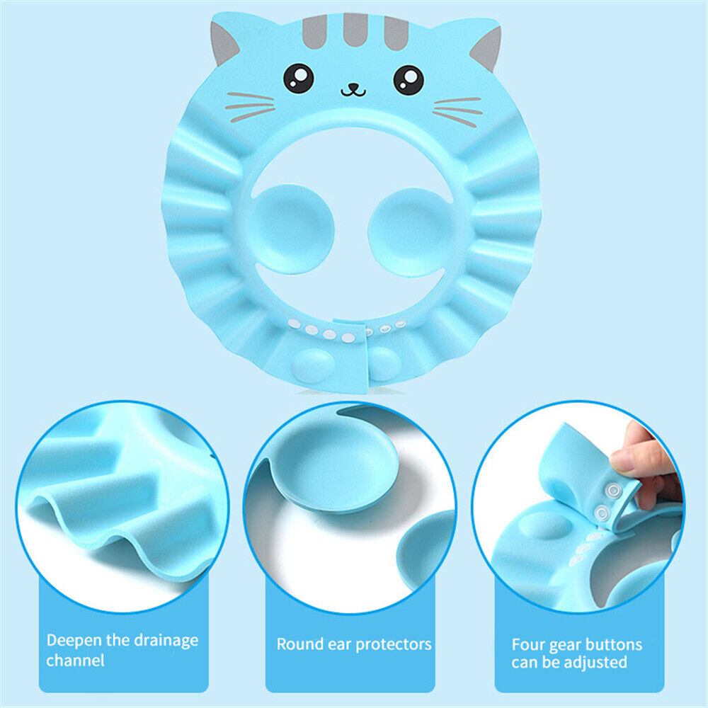 Ear Protection Shampoo Shield Baby Shower Cap قبعة حمام لحماية أذني الطفل