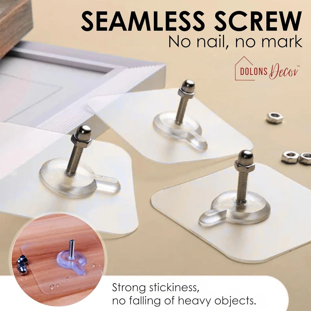 10 Pcs Adhesive Wall Screws – No Drilling Hanging Nails