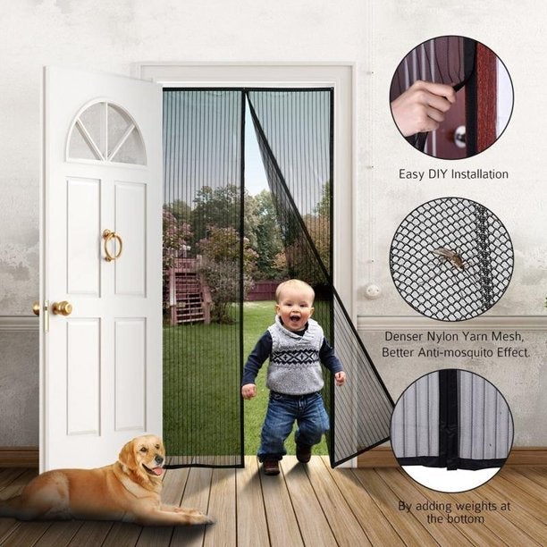Mesh Screen Door Magnetic Anti Mosquito Curtain ستارة باب شبكية مغناطيسية ضد البعوض