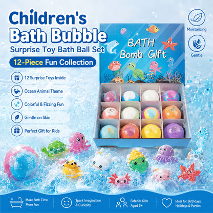 Bath Bombs with Toys (PACK OF 12) كرات استحمام فوّارة مع ألعاب مفاجأة